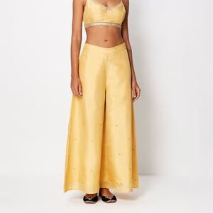 Ancestry yellow high rise wide leg trousers